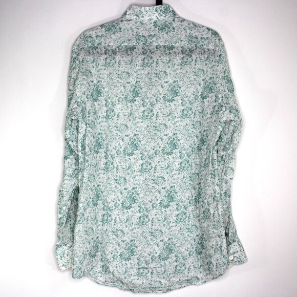 Luciano Barbera Men Medium Linen Floral AOP All Over Print Button Up Shirt B1085 - Picture 6 of 6